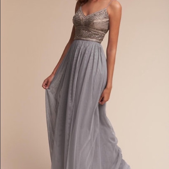 BHLDN Dresses & Skirts - Silver grey AIDA gladiator style BHLDN Dress